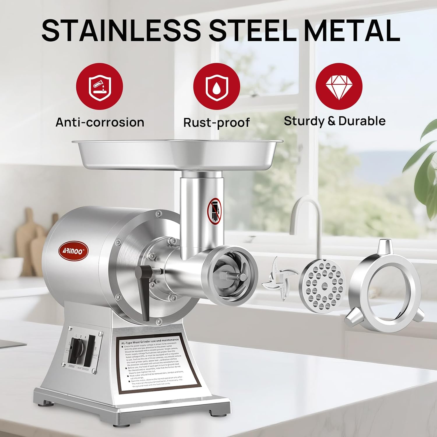 Commercial Meat Grinder #12C,0.9HP Electric Meat Grinder