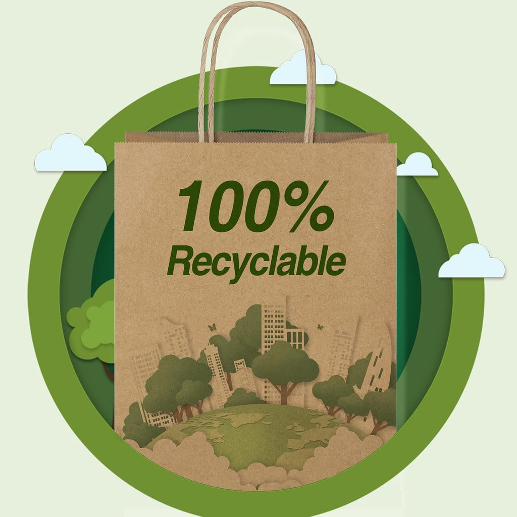Brown Paper Bags with Handles 16x6x12, 25 Pack Large Kraft Paper Bags Bulk, Tote Bag Shopping Bags, Paper Gift Bags