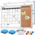 Calendar Whiteboard for Wall, 17" x 13" Double Sided Monthly Dry Erase Board Calendar for Office, Home, School