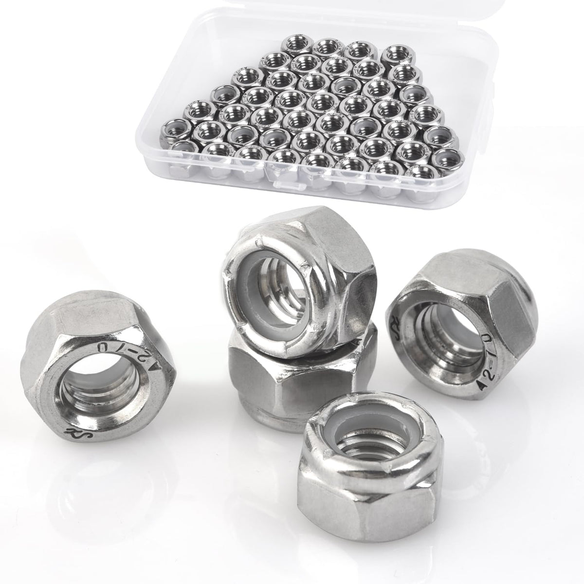 10#-32 Locknuts - 150Pcs Nylon Insert Lock Nuts,304 Stainless Steel