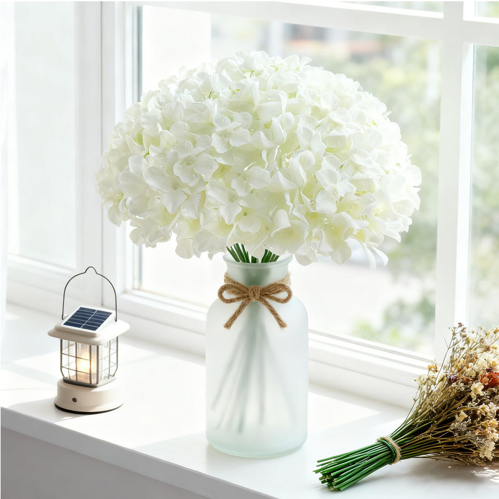 65Pcs White Hydrangea Artificial Flowers Bulk for Home Decor