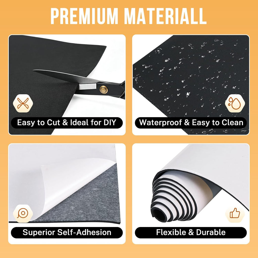 Neoprene Foam Sheet 12" x 59" x 1/8" Adhesive Backing Roll