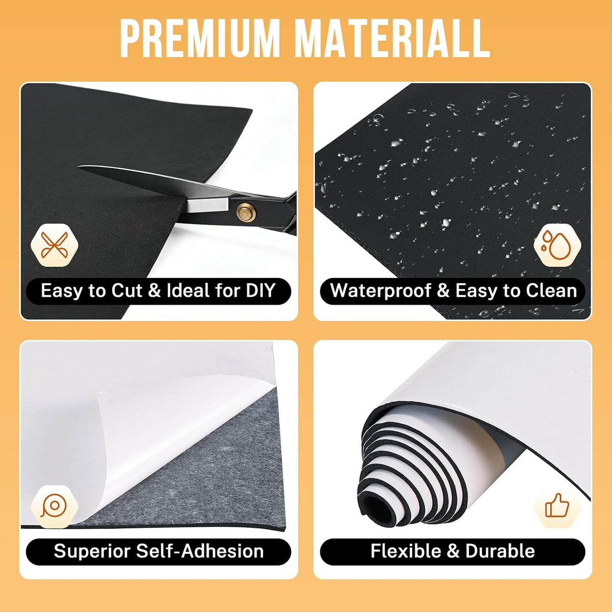Neoprene Foam Sheet 12" x 59" x 1/8" Adhesive Backing Roll