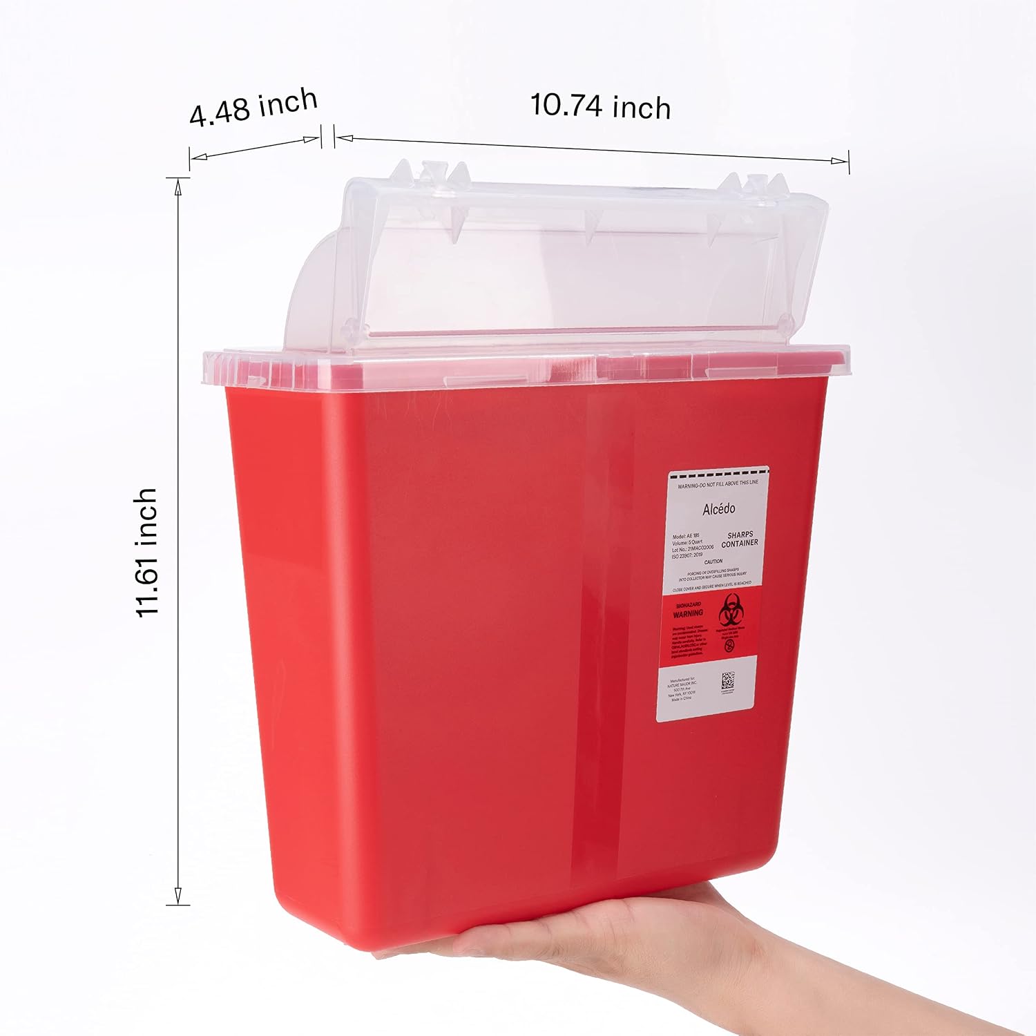 Large Sharps Container 5 Quart (2-Pack) Home & Professional Use | Biohazard Needle/Syringe Disposal, Mailbox Lid