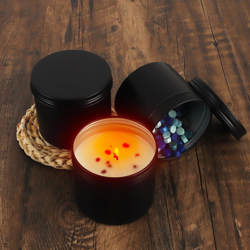 Black Candle Jars 10 oz Matte Tins 24 PCS Metal Candle Containers with Lids Bulk Candle Containers for Balms, Salve