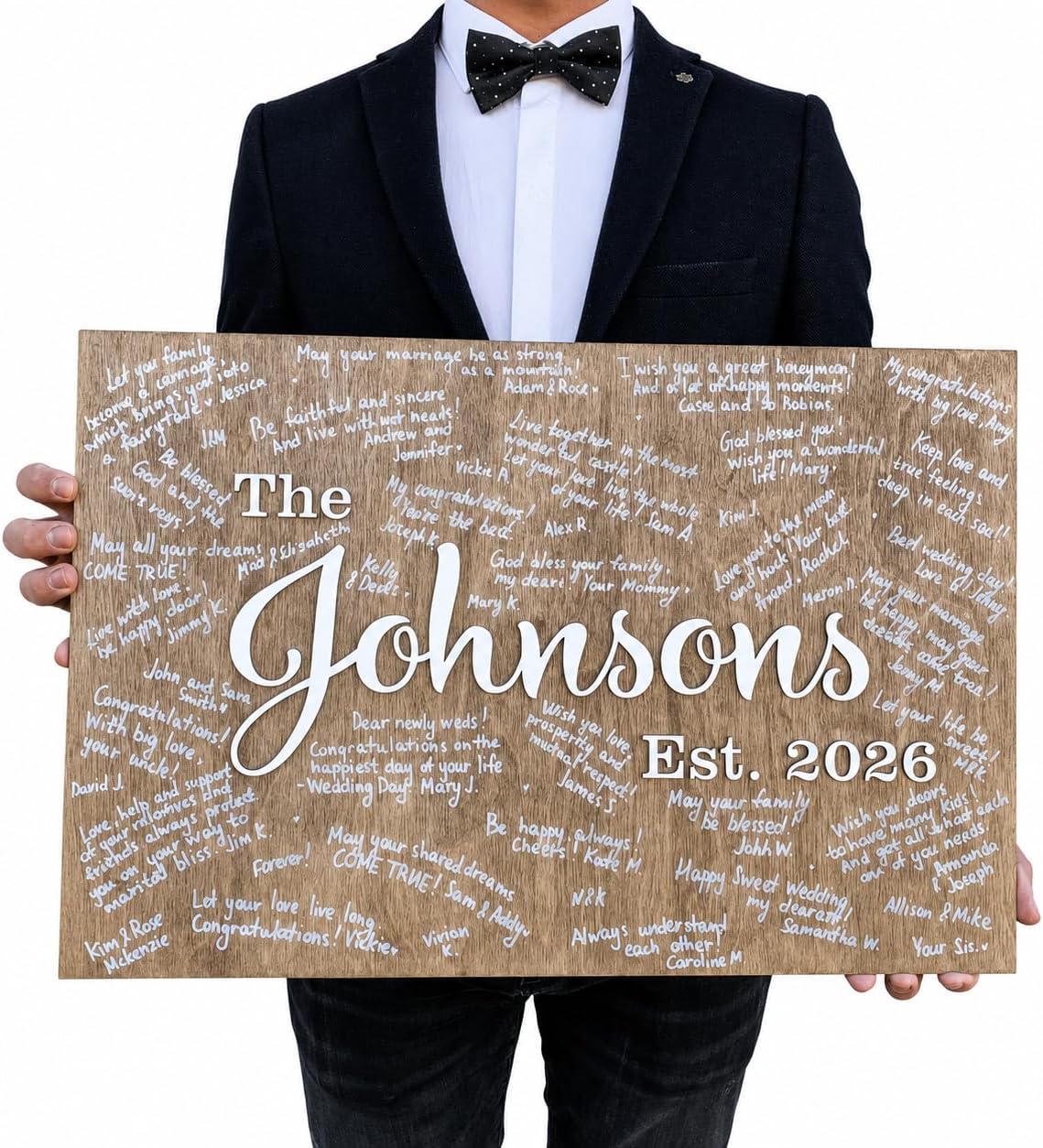 Wedding Guest Book Alternative, 16.1" Wooden Circle Guest Book Sign, Personalized Wedding Wish Book, Rustic Guest