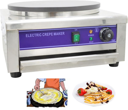 16" Commercial Crepe Maker Electric Pancake Maker Machine Nonstick Hotplate Crepe Griddle 110V Adjustable Temperature