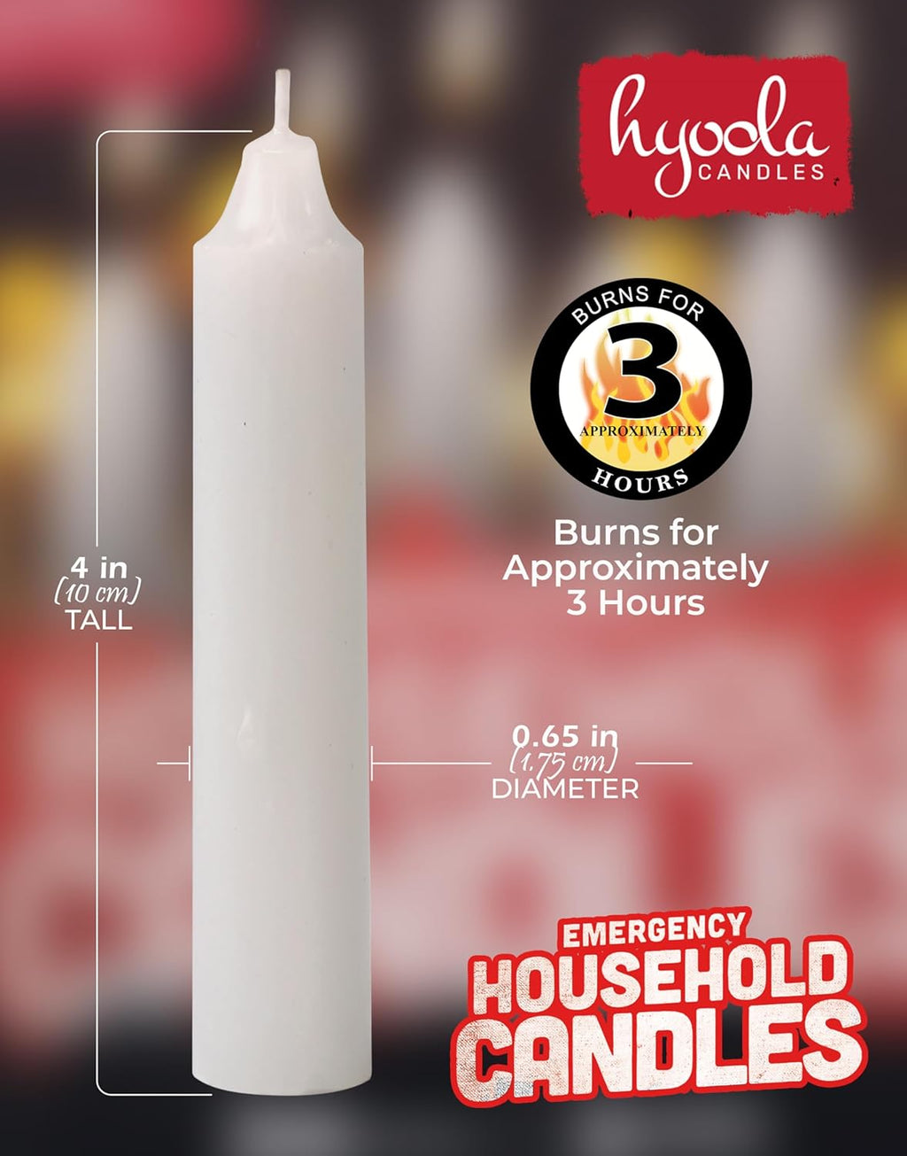 Emergency Candles, White Short Tapers, Unscented Emergency Candle for Home and Emergencies Kit (Pack of 24)