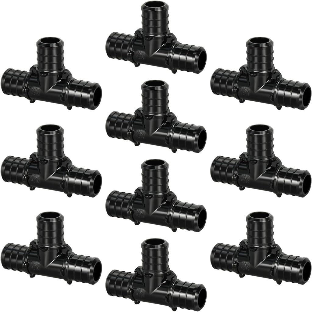 10pcs 3/4" Poly PPSU Barb Crimp PEX Tee Fitting, No Lead