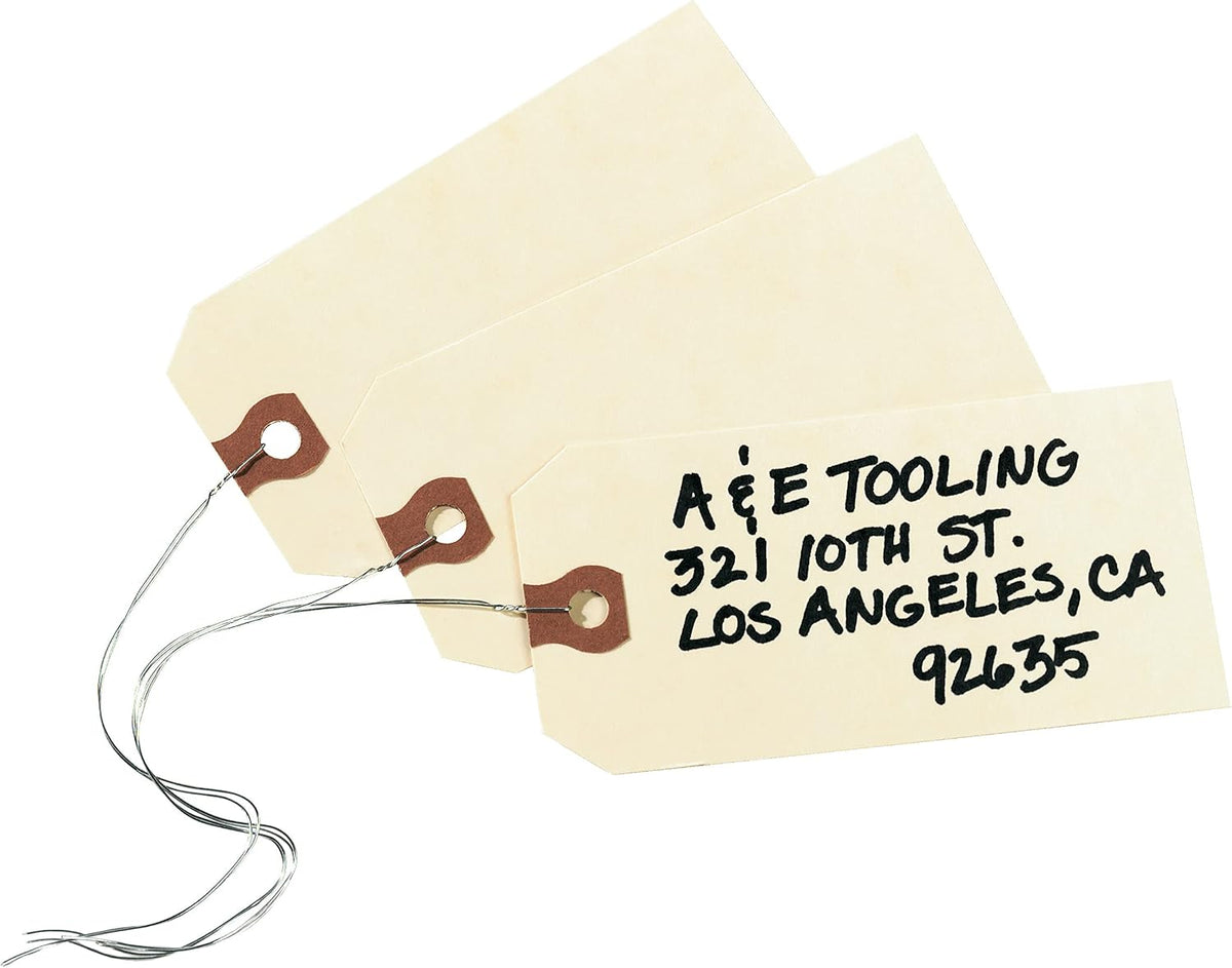 Shipping Tags with Wire, 11.5 pt. Stock, 2-3/4" x 1-3/8", 1,000 Manila Hang Tags (12601)
