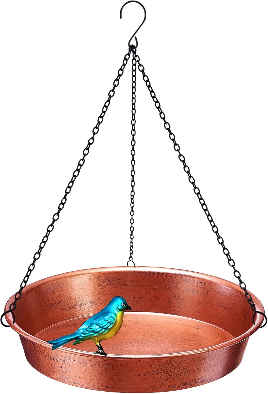 Hanging Bird Bath Outdoor 11.5" Antique Copper Metal Birdbath & Feeder Bowl