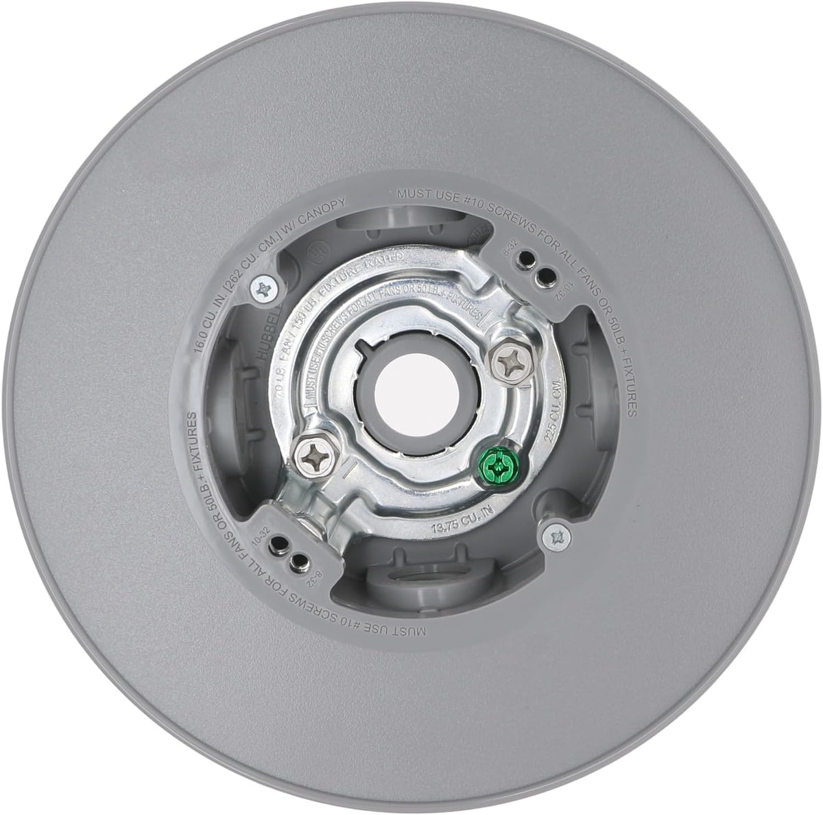 Hubbell-Bell PRCF57550GY Ceiling Fan Electrical box, Gray, 4 in. | Outdoor Ceiling Fan Box, Weatherproof PVC