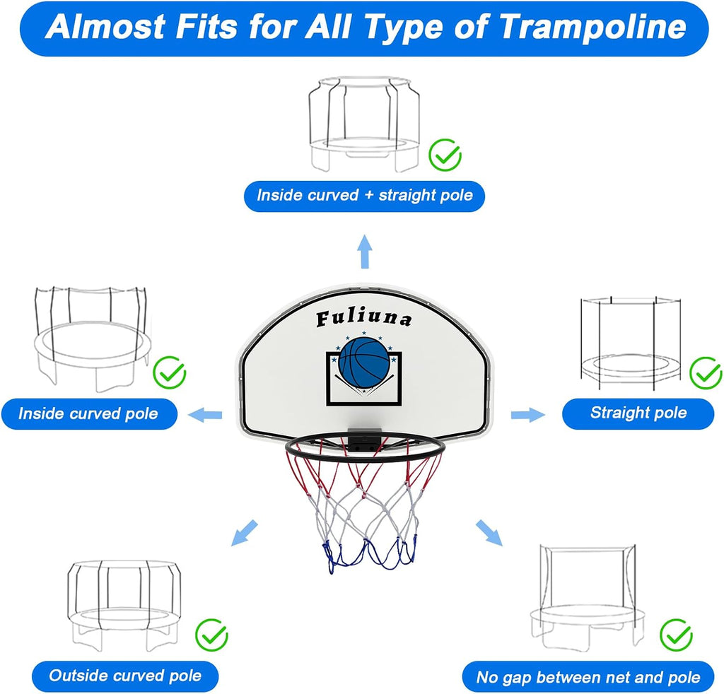 Solar Power Trampoline Basketball Hoop with Led Lights, Easy to Install Basketball Hoop Fit for 25mm Straight Pole &