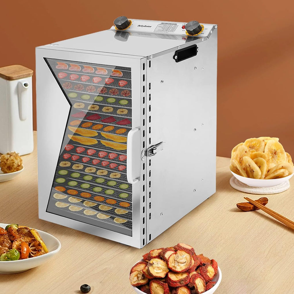 Food Dehydrator Stainless Steel Trays Commercial Fruit Dehydrator Machine Multi-Tier Meat Beef Jerky Maker Dryer with