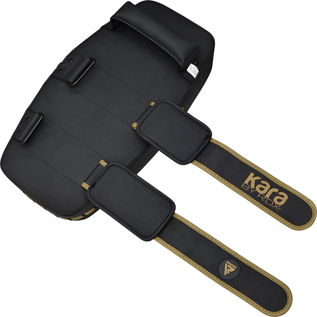 Thai Pads Curved Kickboxing Muay Thai with Solid Handle Grip, Maya Hide Leather KARA Strike Shield for Knees Elbows