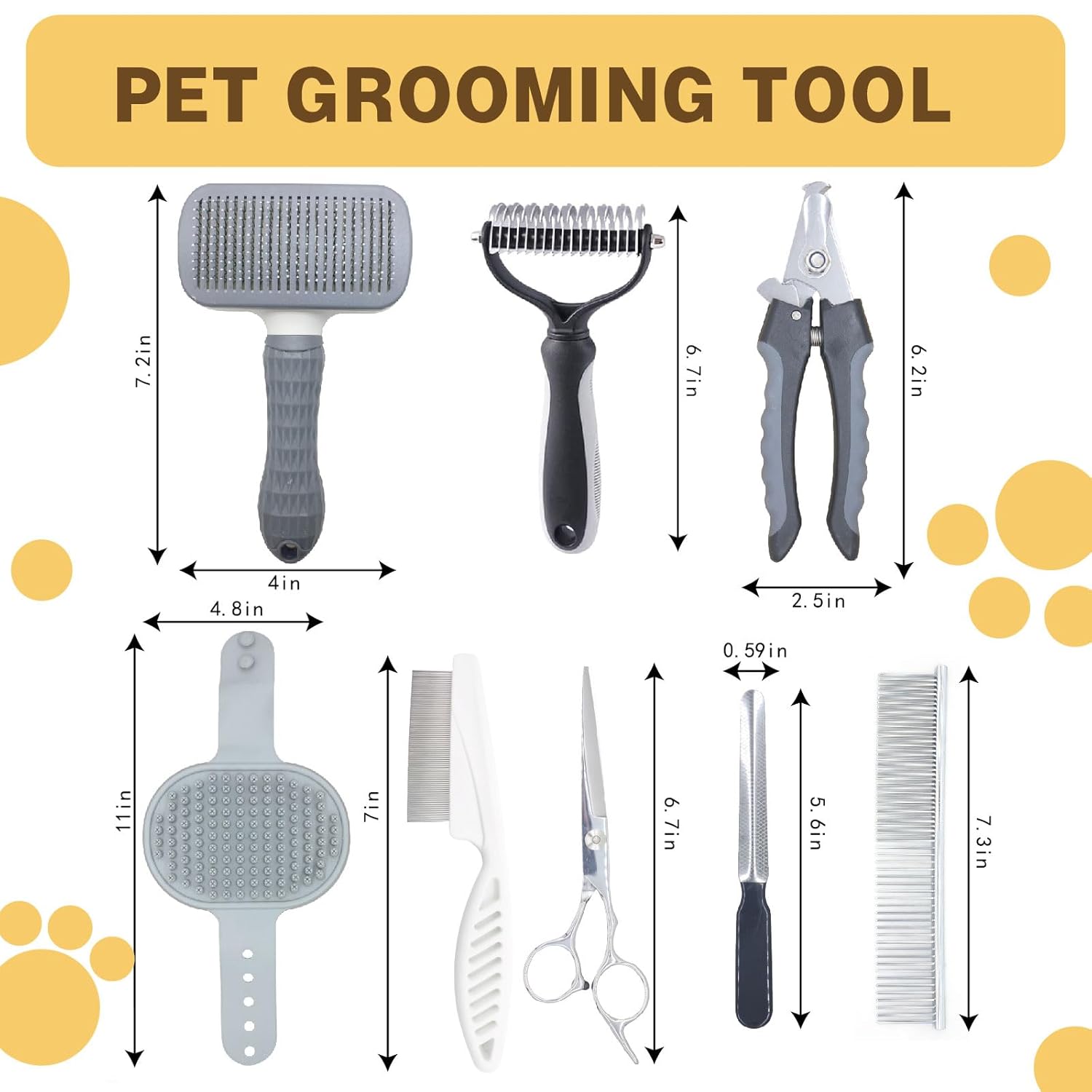 Pet Grooming Tools Kit for Dogs and Cats,8-in-One Home Pet Grooming Set,Includes Safety Scissors Set,Hair Removal