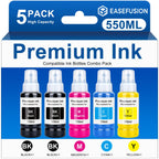 Compatible Ink Bottle Replacement for Epson 522 Ink, 5 Bottles