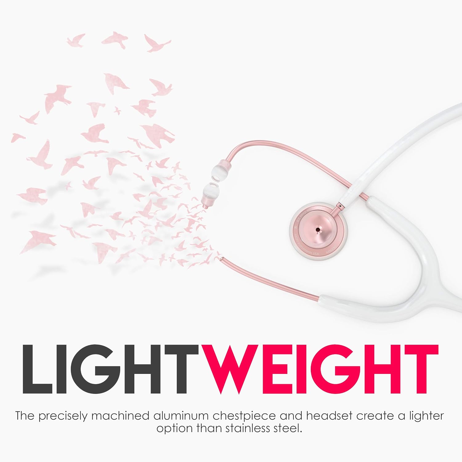 Acoustica Lightweight Stethoscope for Doctors, Nurses, Students, Home Health Use, Adult, Dual Head, White Tube