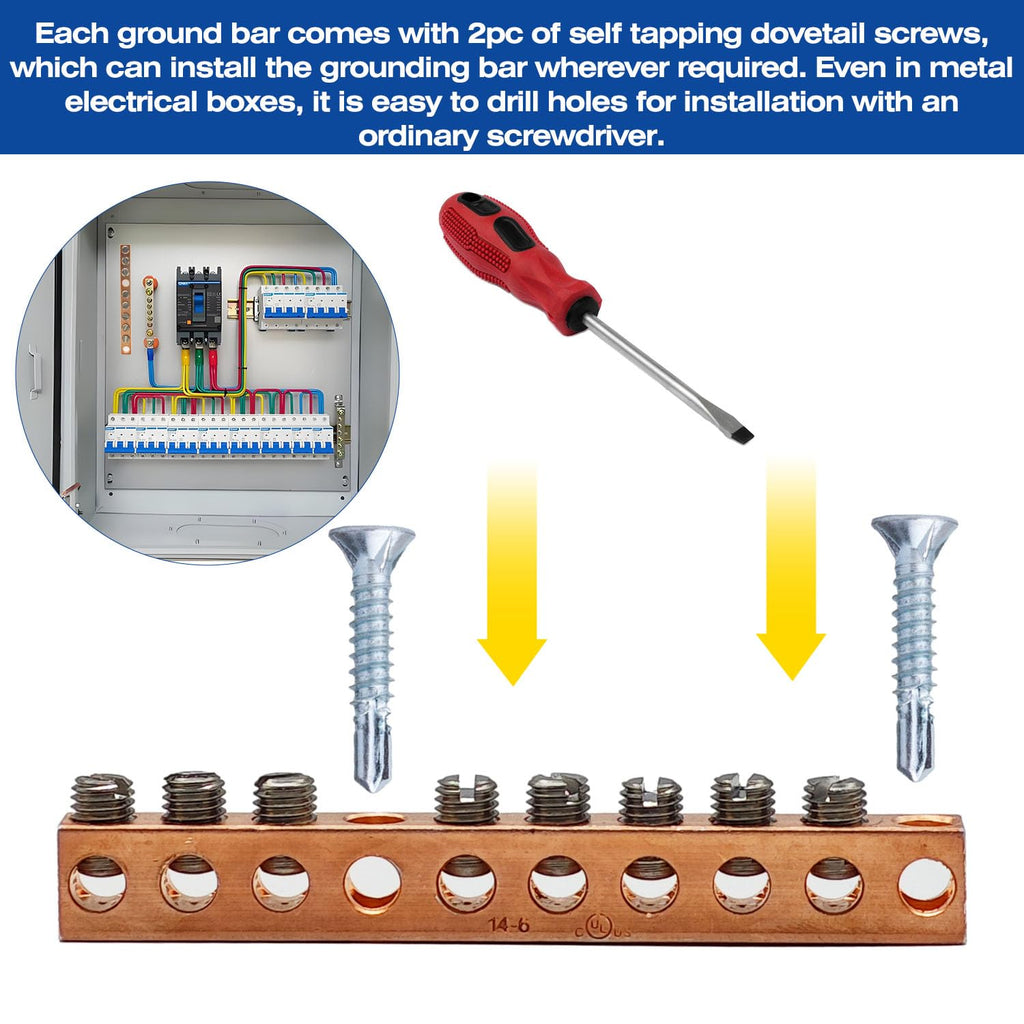 UL Certified Ground Bar Kit (8 Terminal Position, 2pc)