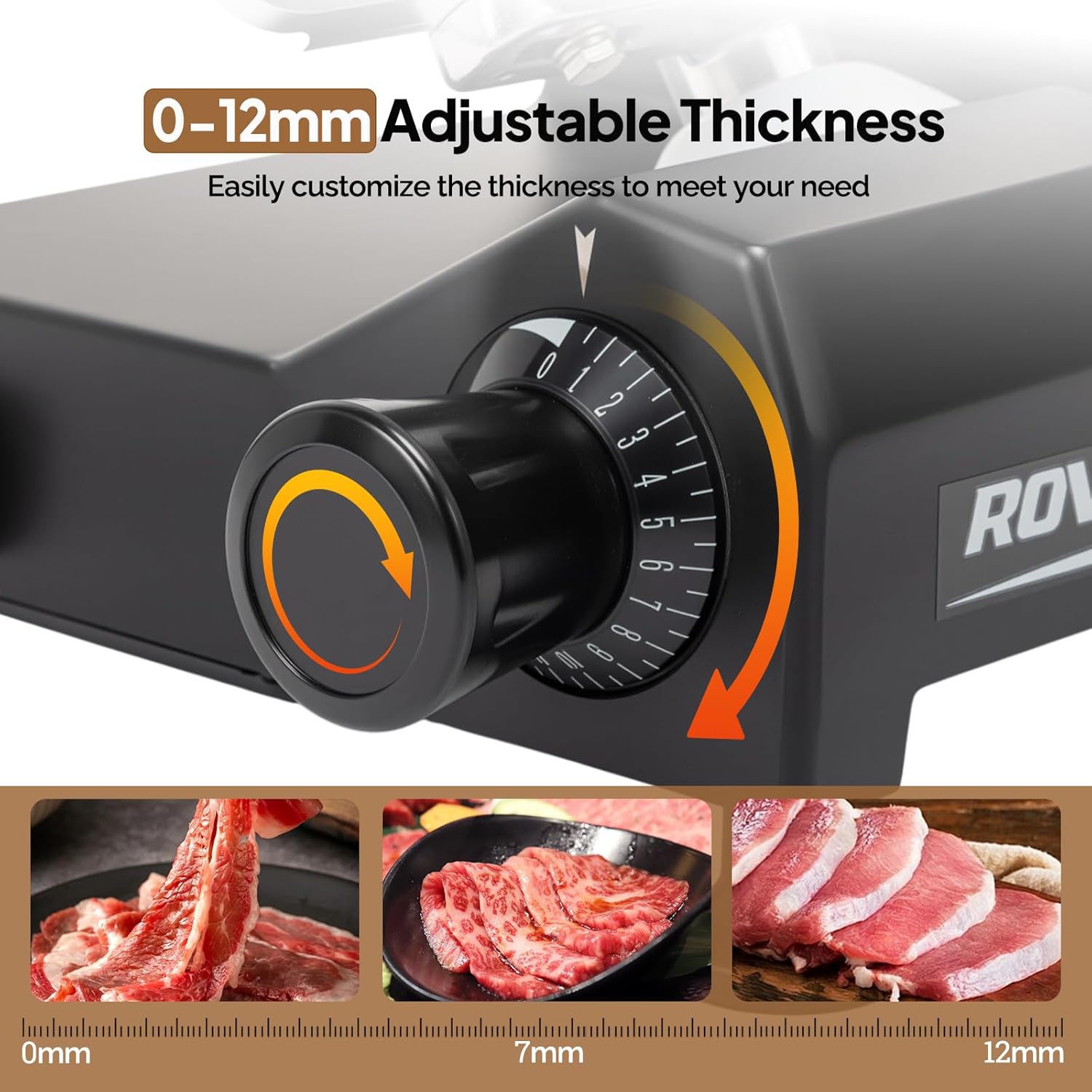 ROVUN 300W Commercial Meat Slicer, 10inch Electric Food Slicer ETL Certified, Deli Cheese Slicer with Premium