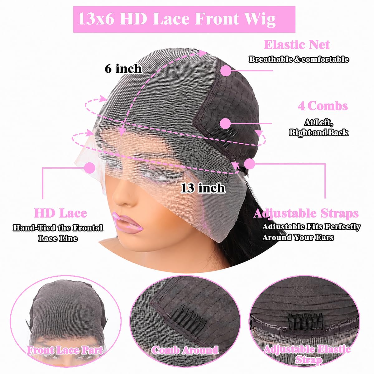 28 inch 13x6 Lace Front Wigs Human Hair Pre Plucked 200 Density Deep Wave Lace Front Wigs Human Hair HD Transparent
