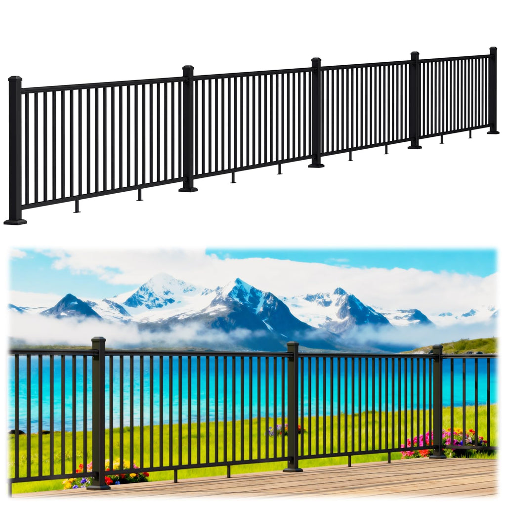 36in x 32ft Modular Aluminum Porch and Deck Railing Kit with 5 Post