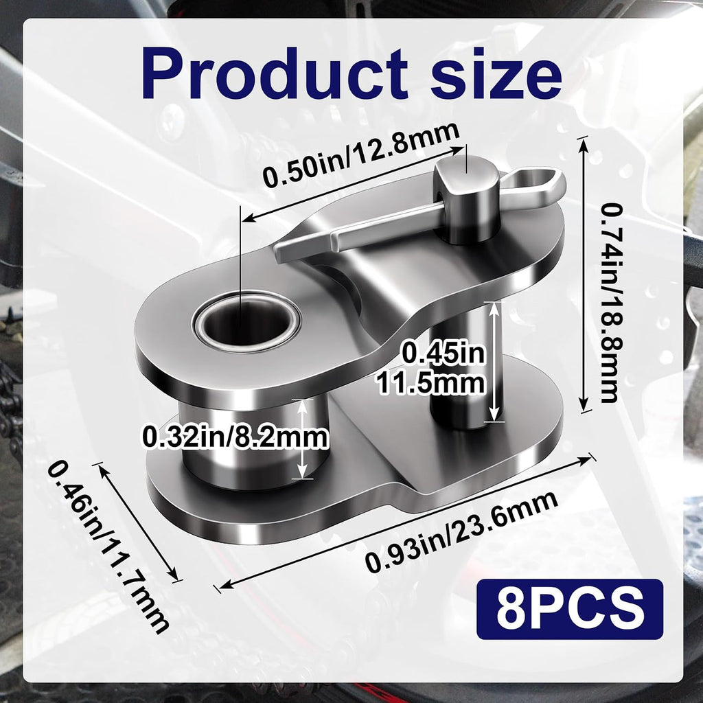 #40 8 PCS Roller Chain Offset Half Link, Carbon Steel Half Link Crank Link for 08A Chain