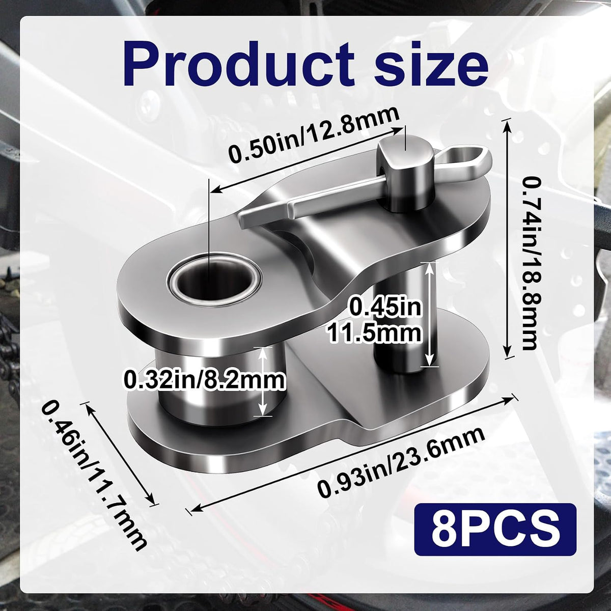 #40 8 PCS Roller Chain Offset Half Link, Carbon Steel Half Link Crank Link for 08A Chain