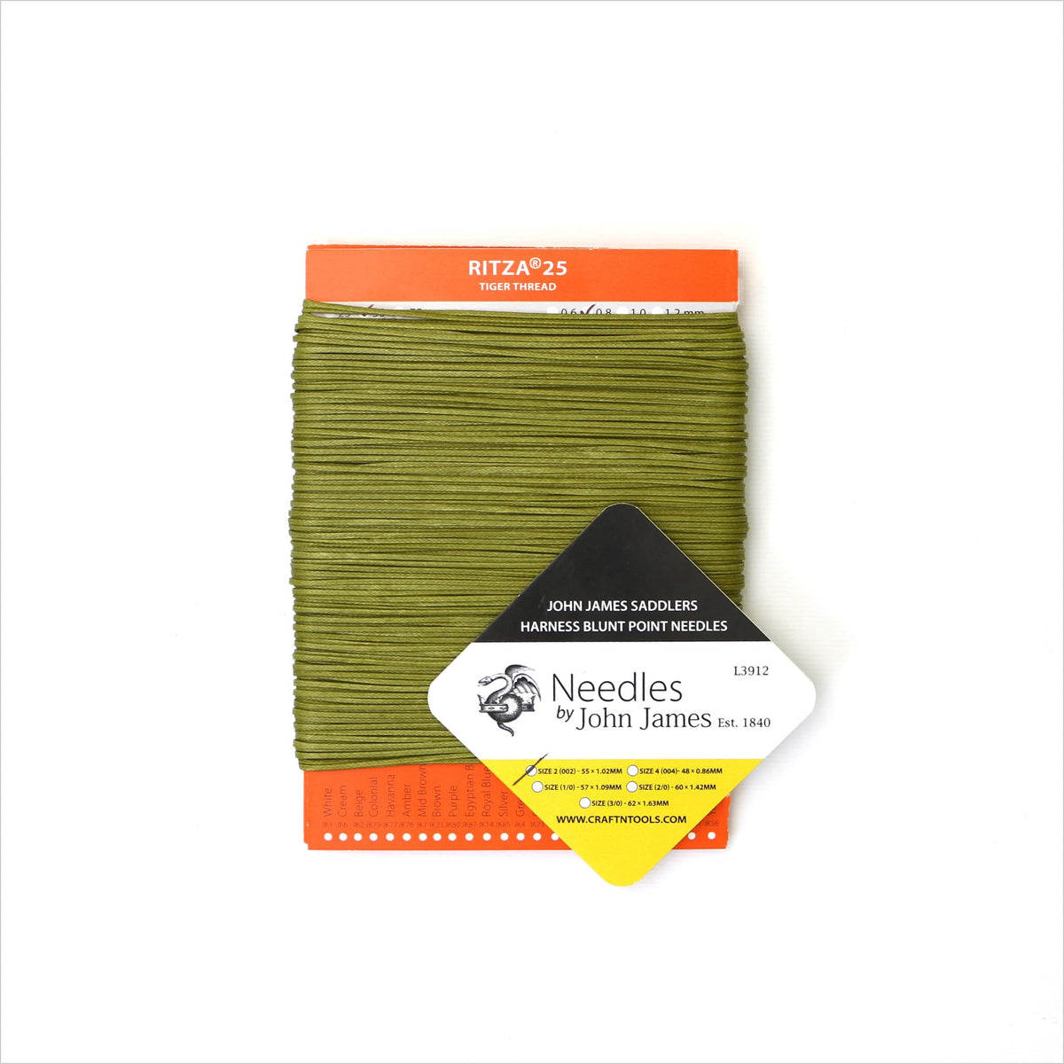 for Leather Craft | Waxed Tiger Thread | 1.2mm Pea Green Polyester