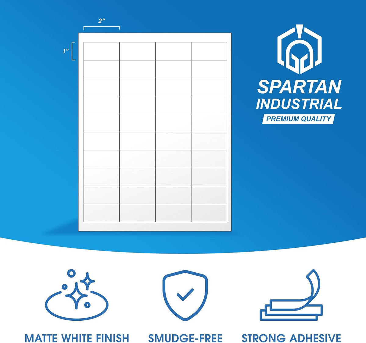 2" X 1" Matte White Printable Address Labels (30 Sheets, 1200 Labels)