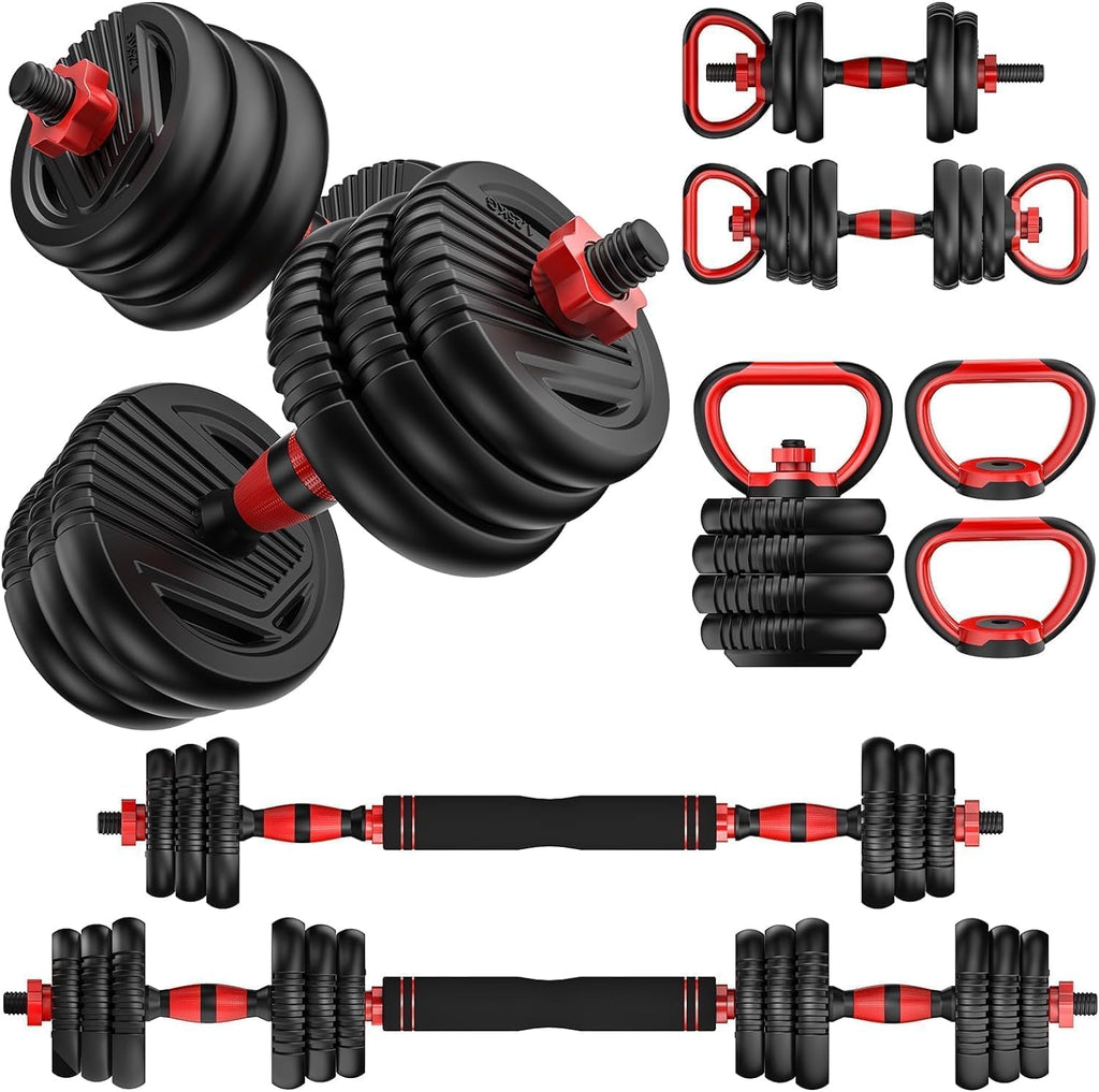 Adjustable Dumbbell set,20/30/45/70/90lbs Free Weight Set | 5 in1 Dumbbell Set with Connector,Used as