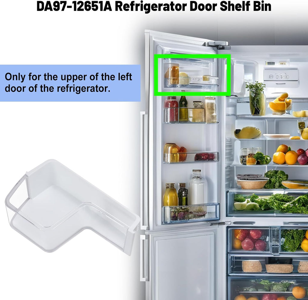 DA97-12651A Refrigerator Door Shelf Bin Compatible with Sam-sung RF263BEAESR RF263TEAE RF265BEAESR RF265BEAESG Upper Left Replacement Replaces 3377722 EAP4176654 AP5623093 PS4176654