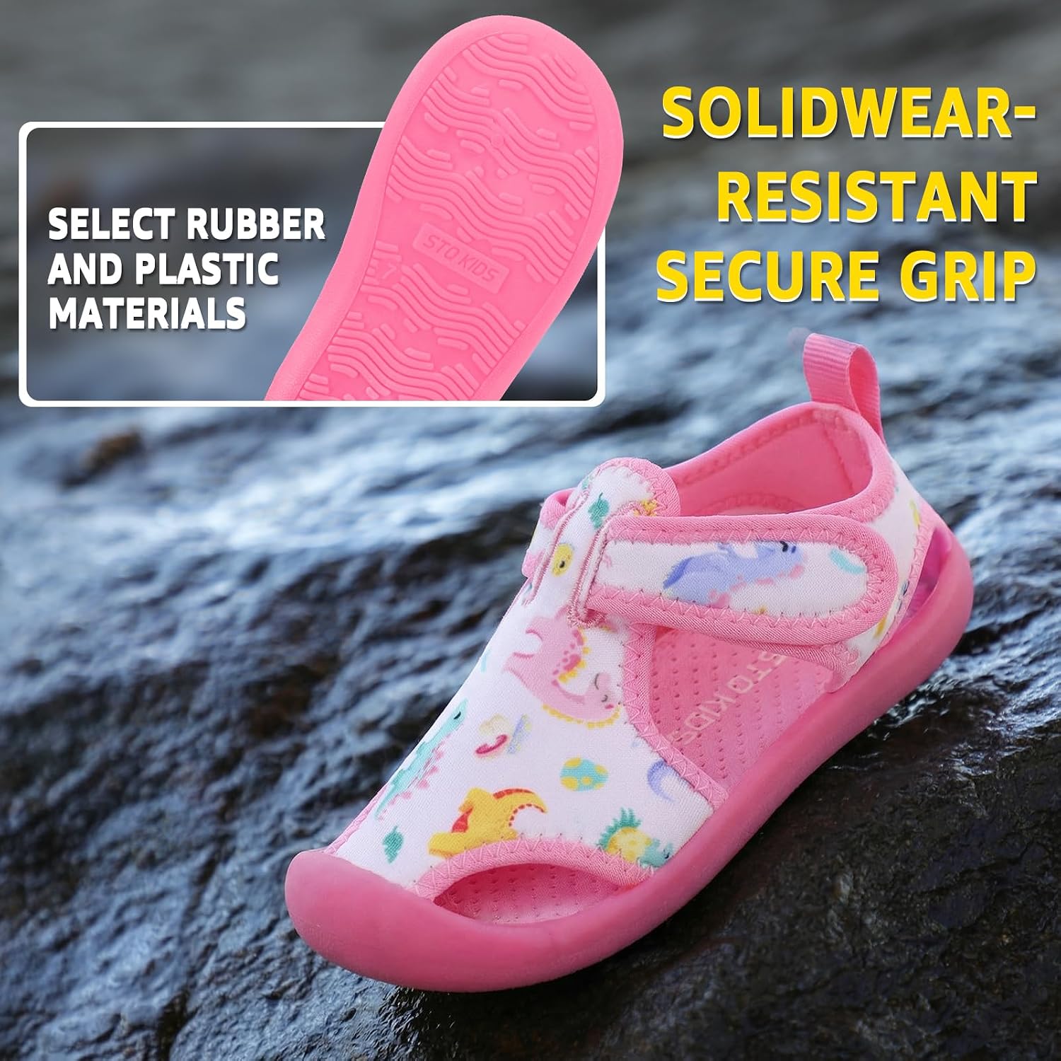 Kids Water Shoes Quick Dry Slip On Beach Swim Pool Sandals | Closed Toe, Non Slip, Lightweight, Water Park, Toddler