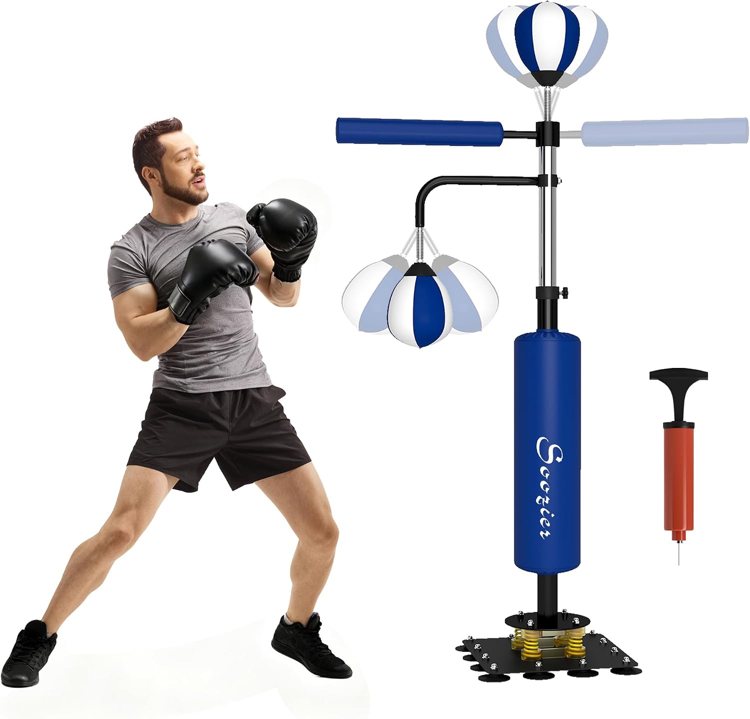 Boxing Bag Stand with Speed 55.1" 80.7" | Reaction Bar Challenge, Reflex Bag Boxing Training Equipment, Suction Cups