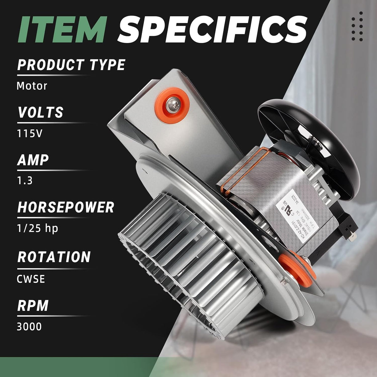 J238-150-1571 Furnace Draft Inducer Motor, Fit for Bryant/Carrier/Jakel Furnace Inducer Motor - Replace HC21ZE117, 318984-753 Furnace Fan Blower - with Blower Wheel & Mounting Bracket