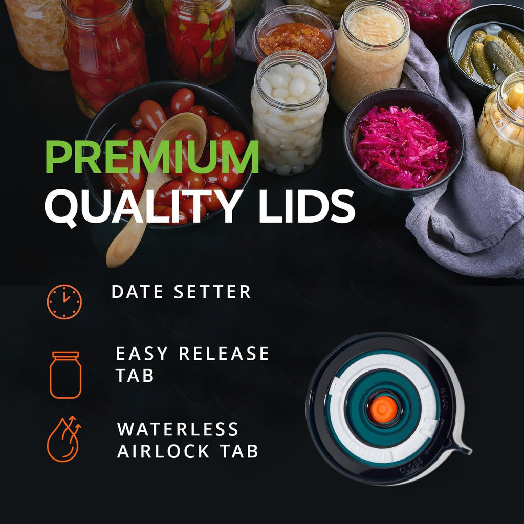 Fermentation Lids Kit, Mason Jar Airlock Lid, Fermenting Lids for Wide Mouth Mason Jars, Kimchi, Pickle, and