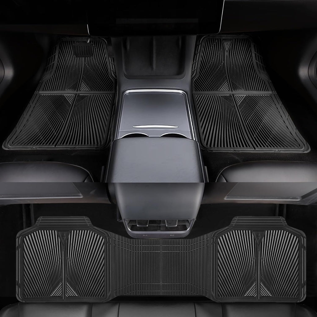 Rubber Floor Mats, All Weather Waterproof Trim-to-Fit Automotive Mats for Cars Trucks SUV, Anti-Slip Easy Clean