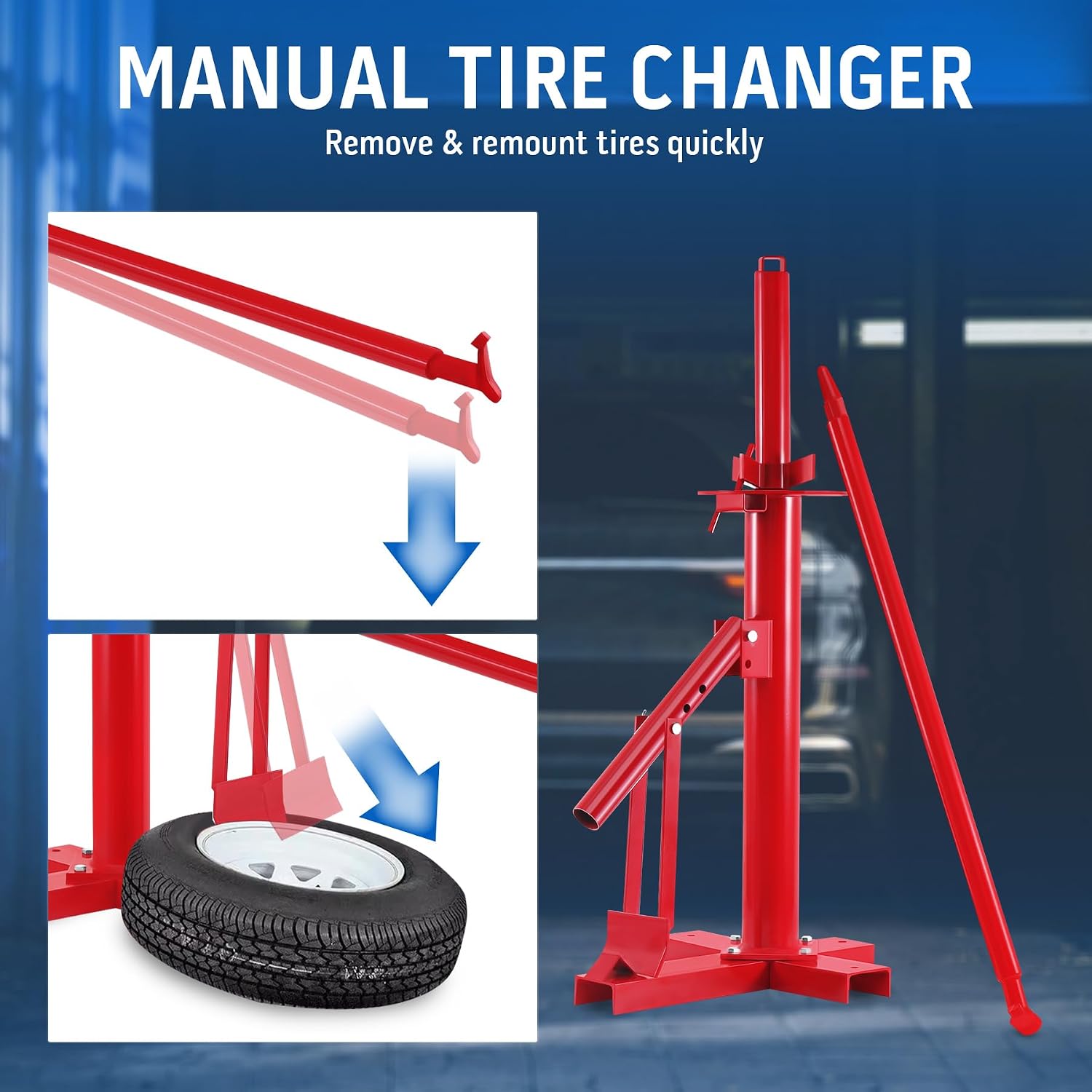 Manual Car Tire Changer Portable Tyre Changer for 8 "to 21", Tire Bead Breaker Tool Wheel Mount Breaker Hand Machine