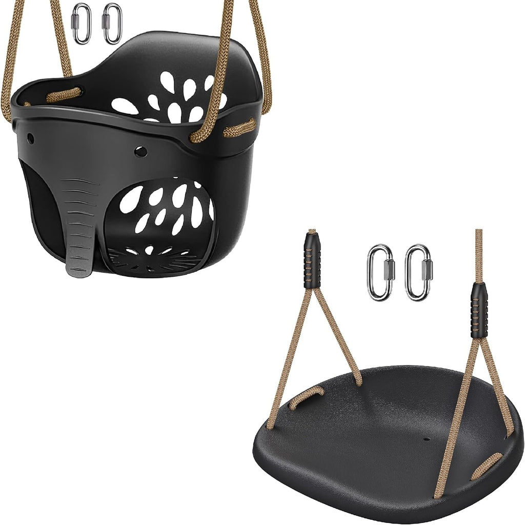 Toddler Swing Set Accessories High Back Full Bucket Swing Seats w/Adjustable Rope