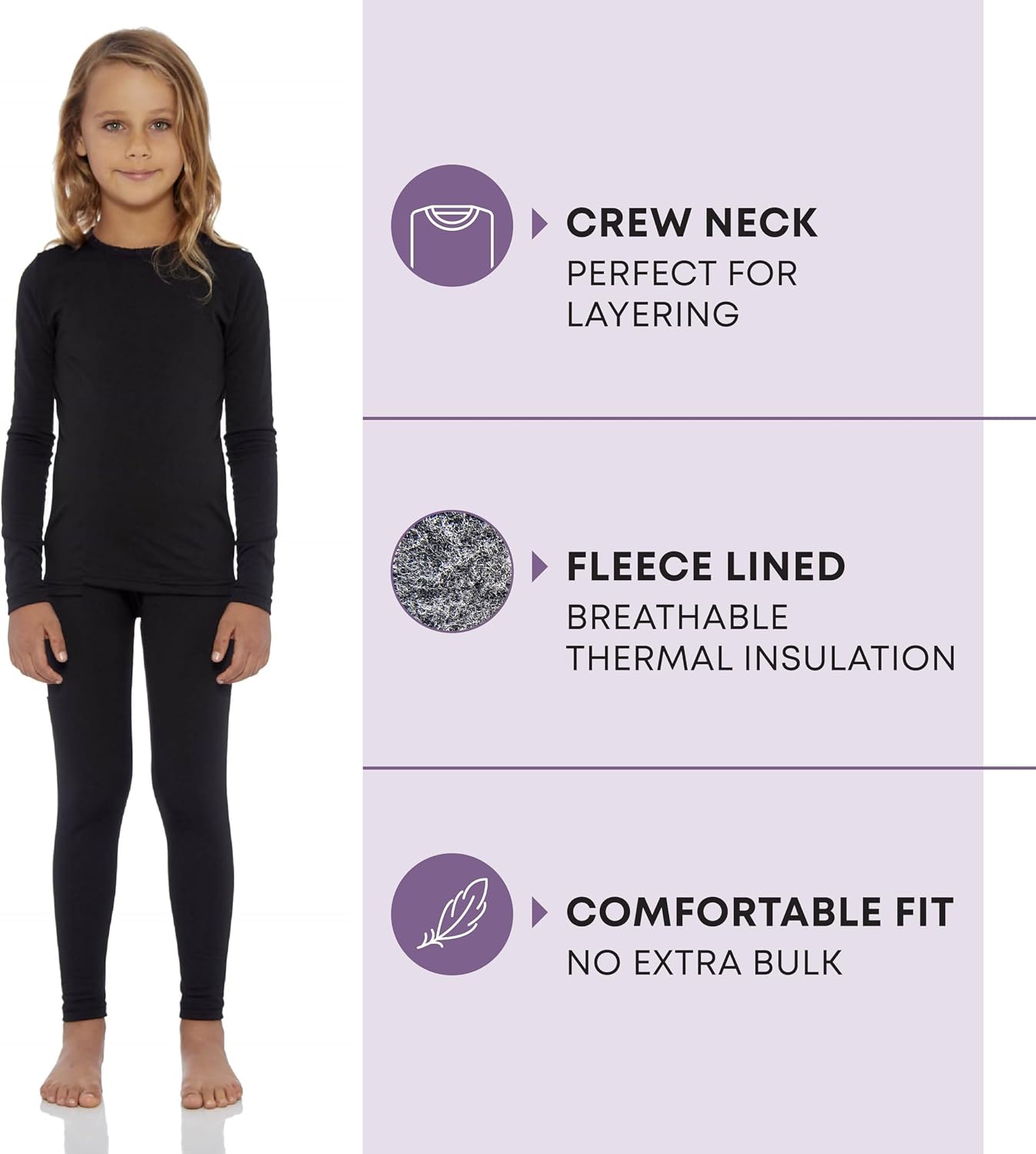 Thermal Underwear for Kids, Girls Thermals Long Johns Underwear, Base Layer for Cold weather/skiing