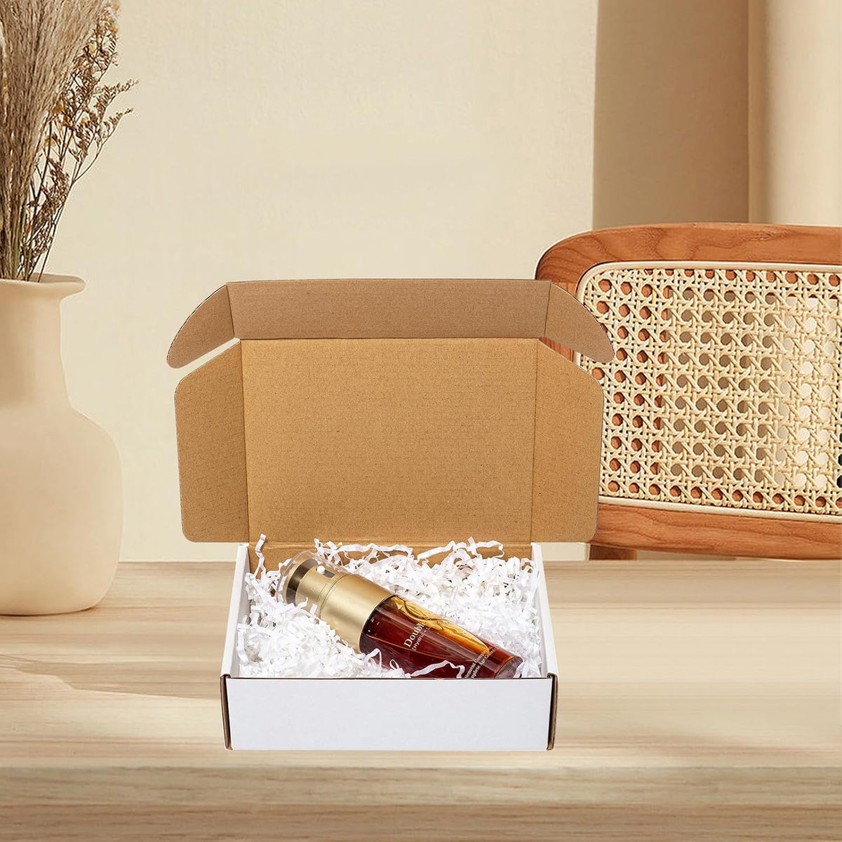 Shipping Boxes 7x5x2" 25 Pack - White Corrugated Cardboard Box Mailers for Small Business, Literature Mailer Box