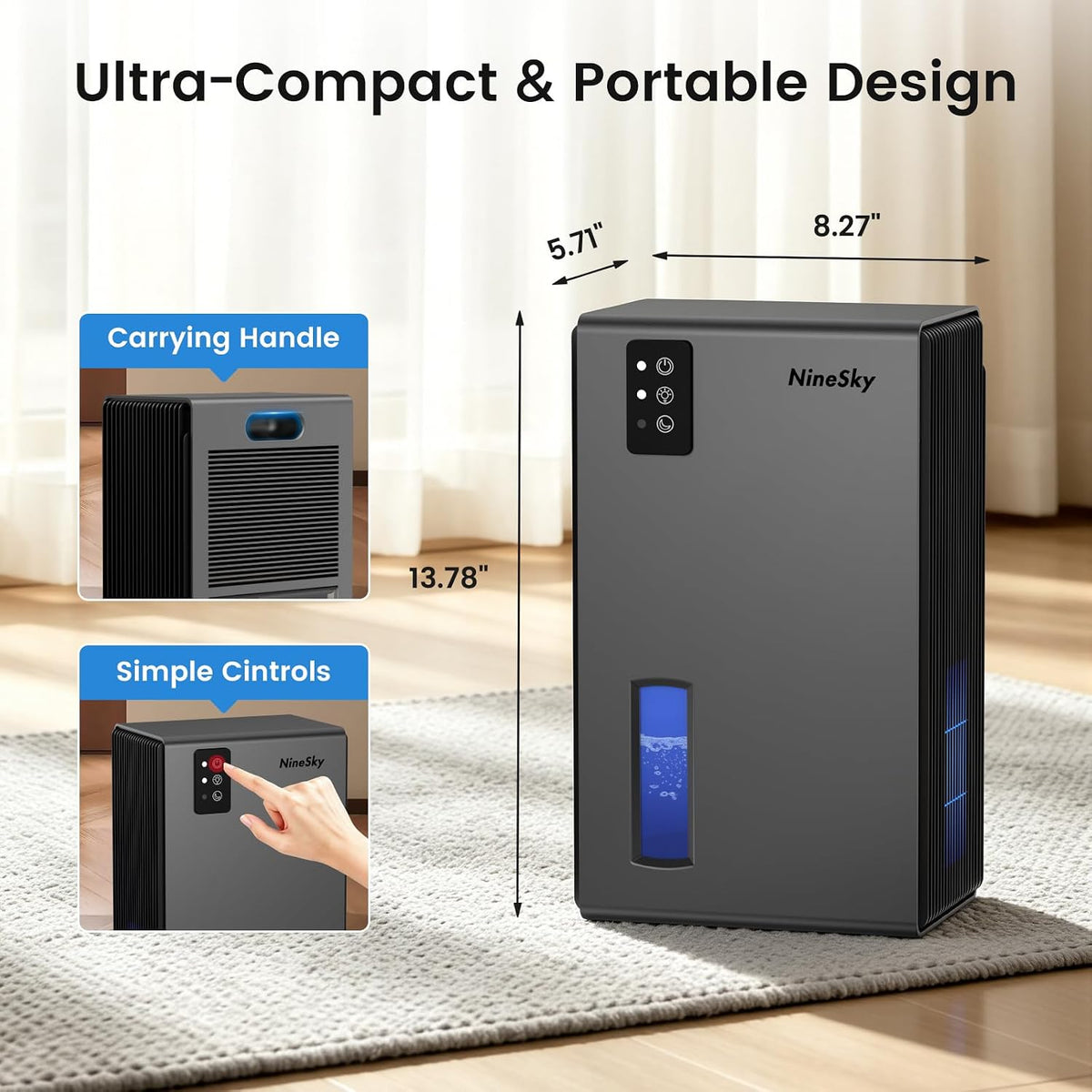 Dehumidifiers for Home, 1000 Sq Ft Dehumidifier with 95oz Tank Auto Shutoff