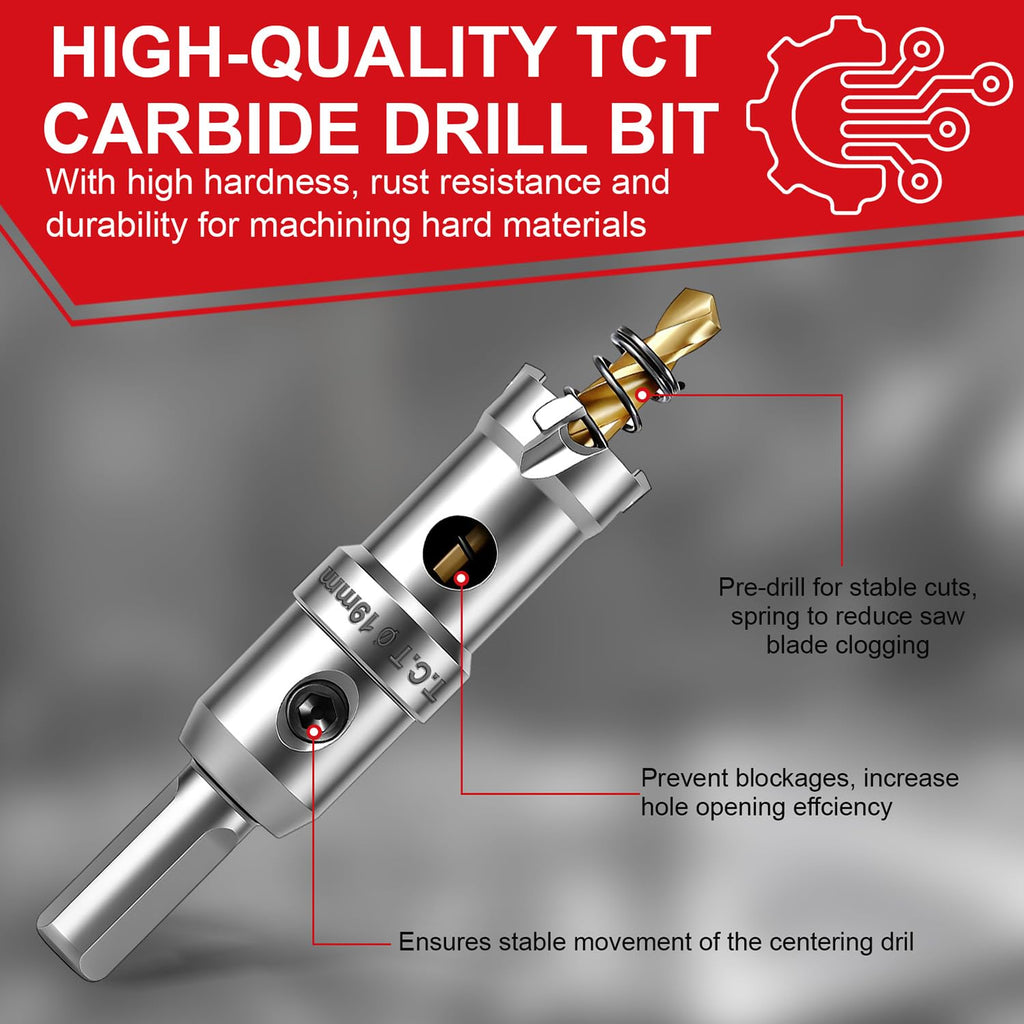 1" TCT Hole Saw Set 2 Pack 25mm Tungsten Carbide Tipped Hole Cutter