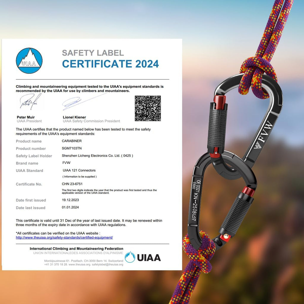 Auto Locking Rock Climbing Carabiner Clips,Professional 25KN (5620 lbs) Heavy Duty Caribeaners for Rappelling Swing