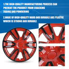 14 Inch Universal Hubcaps for Car Truck SUV, Black & Red Lacquer