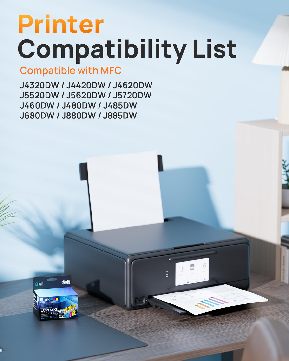 LC203XL Compatible for Brother LC203 LC201 Ink Cartridges 8 Pack