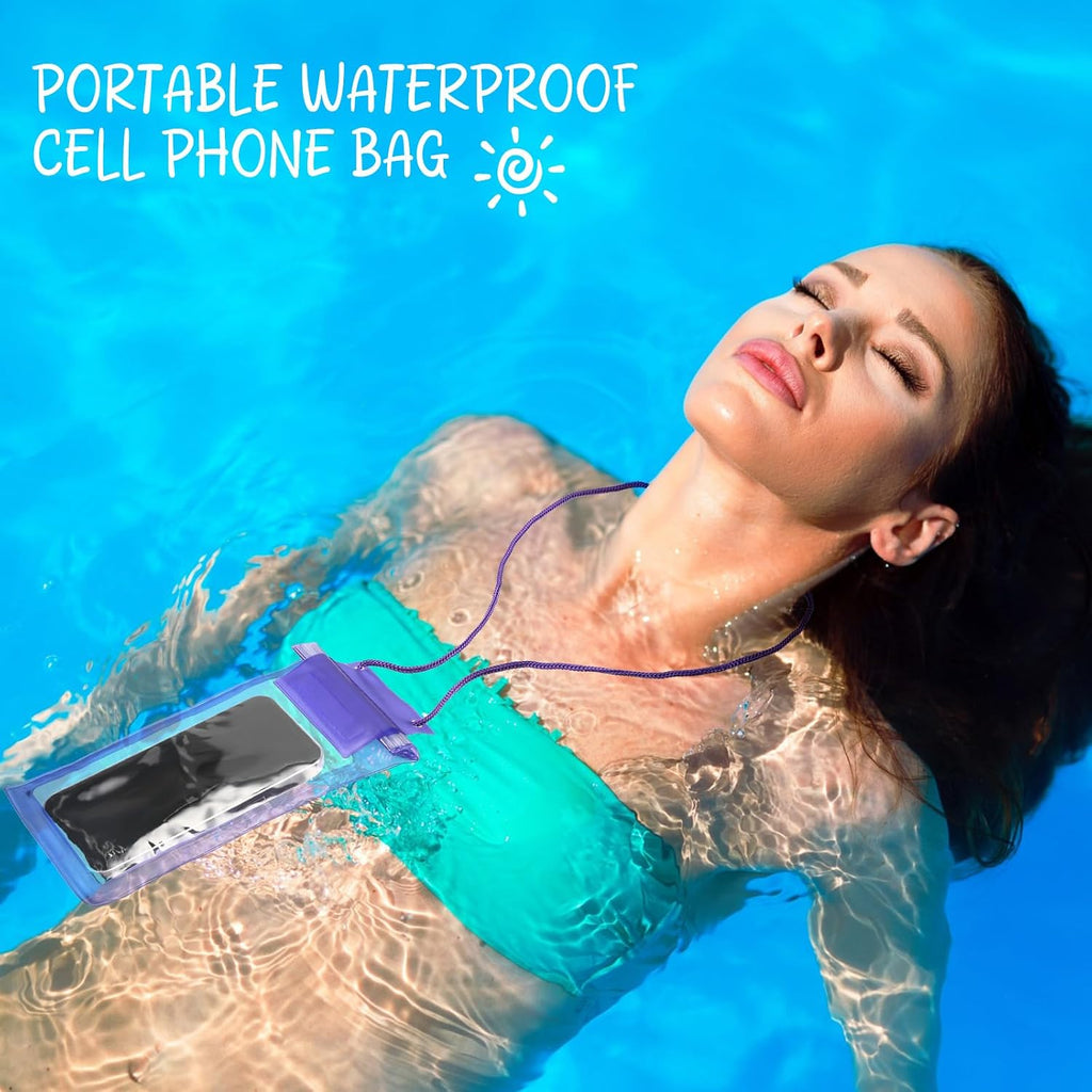 100 Pcs Universal Waterproof Phone Pouch Waterproof Phone Case Dry Bag with Lanyard Cellphone Dry Bag for Beach