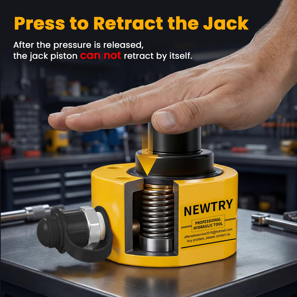 NEWTRY 10T Low Profile Hydraulic Ram Jack, 1" Stroke Multi-Section
