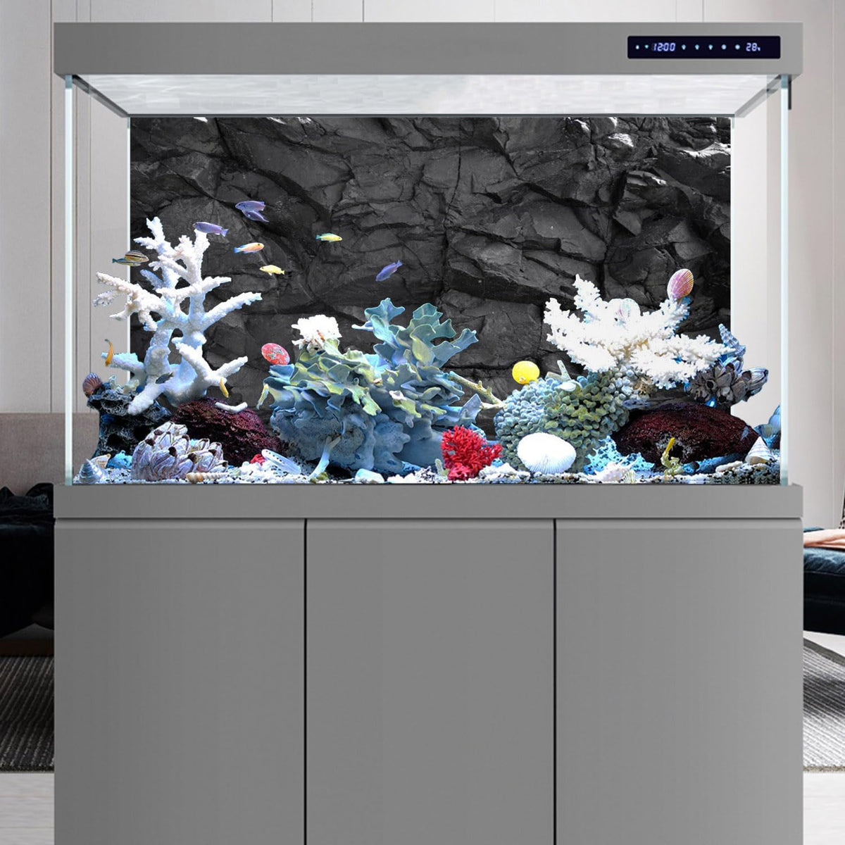 72x24 inches Stone Aquarium Backdrop Black Rock Fish Tank Background