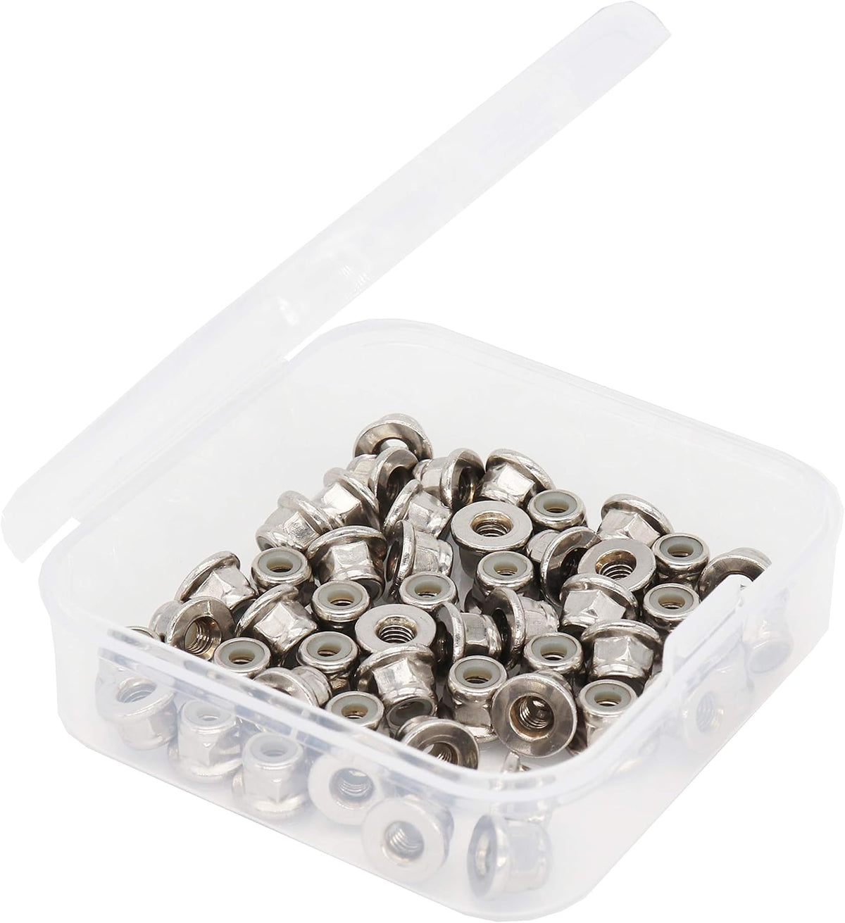 cSeao 50pcs M3 x 0.5mm Flanged Nylon Inserted Lock Nuts 304 Stainless Steel A2-70